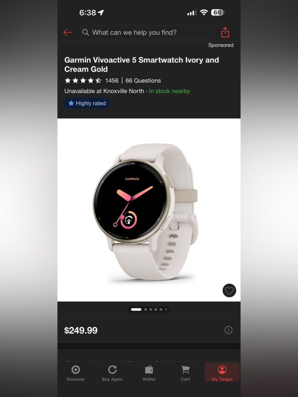 garmin Vivoactive 5 Smartwatch - Ivory Cream with Gold Bezel